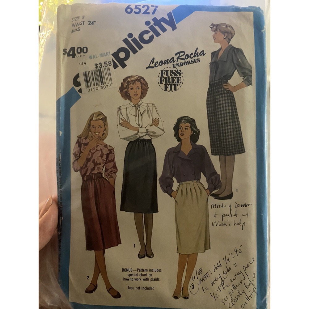 Vintage Simplicity Skirt Sewing Pattern 6527 Size 8 Uncut Leona Rocha Misses